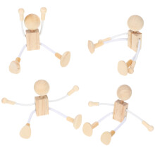 8Stk DIY Holzroboter Puppen Basteln Beige Kinder Geschenk