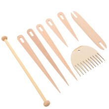 16Pcs Wooden Knitting Needle Set Beige Sticks for Weaving DIY