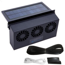 Solar Powered Car Window Cooling Fan with 3 Outlets, Speed Ventilation and Odor Removal