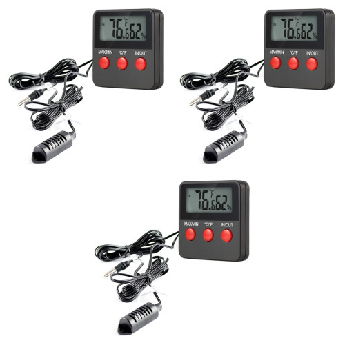 3Pièces Thermomètres Digital Noir Température Humidité 2