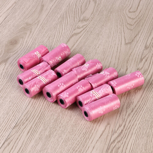 12 rouleaux de étanches pour déchets canins (rose) 2