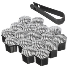 100Pièces Caches Écrous Argentés Roue Auto Design Bling Protection Vis