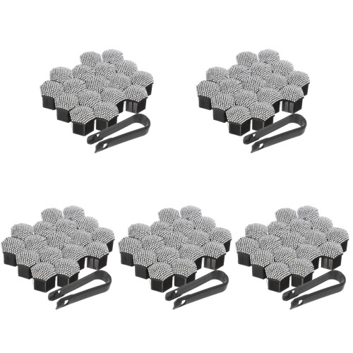 100Pièces Caches Écrous Argentés Roue Auto Design Bling Protection Vis 1