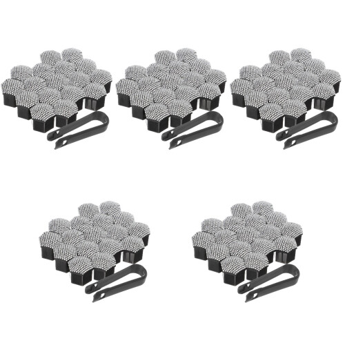 100Pièces Caches Écrous Argentés Roue Auto Design Bling Protection Vis 2