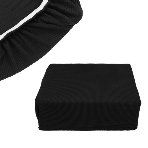 2Pièces Protection Housse Banc De Piano Élastique Couleur Unie Noire