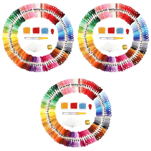3Ensembles Ensemble Fils Broderie DIY Polyester Aiguilles Multicouleurs 2
