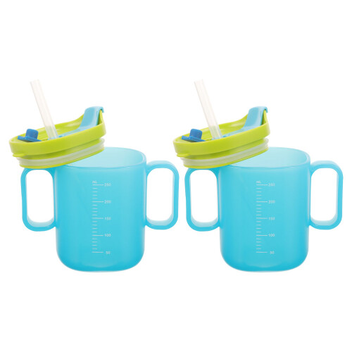 8Pcs Spill-Proof Sky-Blue Silicone Handle Drinking Cups for Adults 2