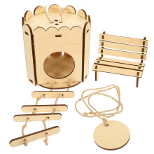 8Pcs Beige Wood Hamster Nest and DIY Hanging Chair Accessories