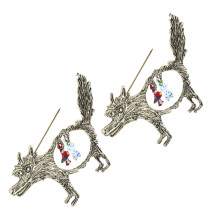 10Pcs Durable Multi Color Wolf Head Brooch Zinc Alloy Decorative Pins