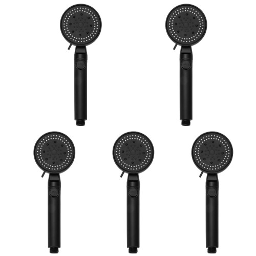 5Pcs ABS Bathroom Shower Head Black Handheld Pressurized Spray Nozzle 1