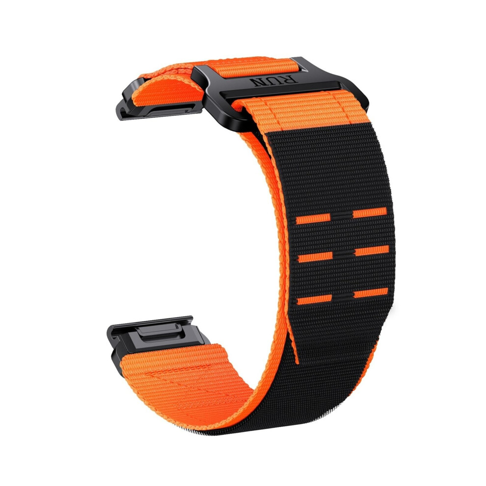 26Mm Breathable Woven Nylon Strap Quickfit Adjustable Fit Watch Band For Garmin Fenix 7X Orange 9113335730557