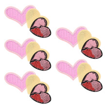 30Pcs Heart Shape Iron on Patches Bright Applique for Clothes and Bags