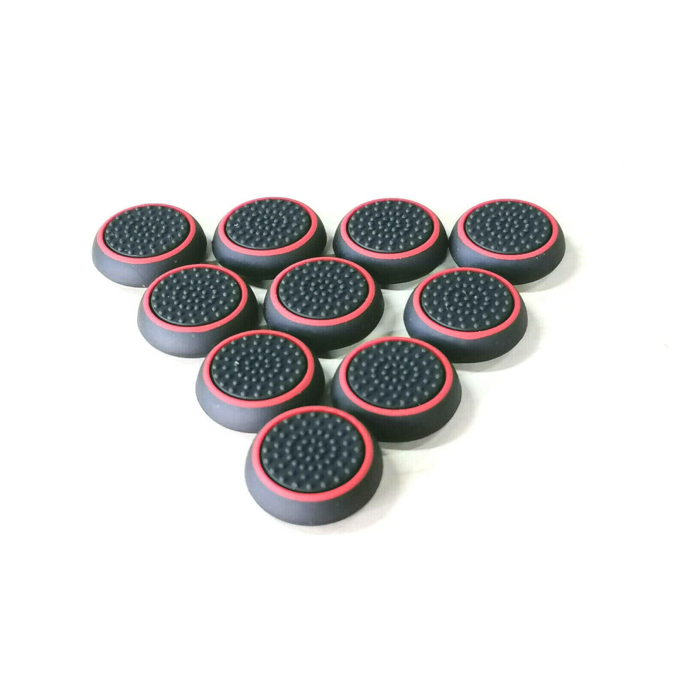 10 Pack Thumbstick Grips For Ps4 And Covers For Xbox One Ergonomic Joystick Caps Black/Red 9455672870436