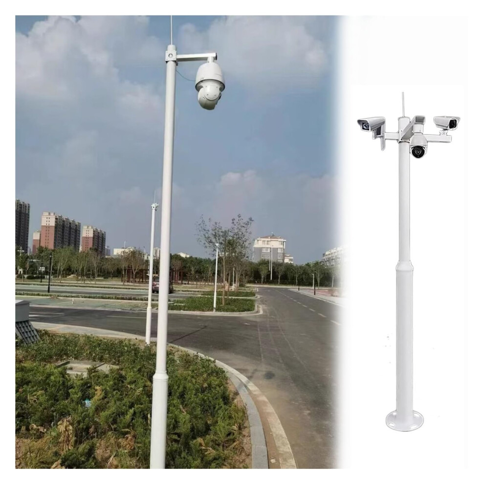 Galvanized Steel Security Camera Pole 19.6Ft With Lightning Rod And Mounting Brackets For Outdoor 9070919964022
