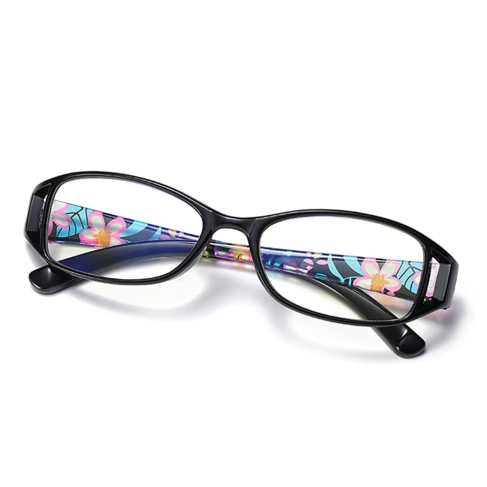 Black Retro Reading Glasses 2.5X Magnification Anti Glare Lenses Frame Spring Hinges For Men Women
