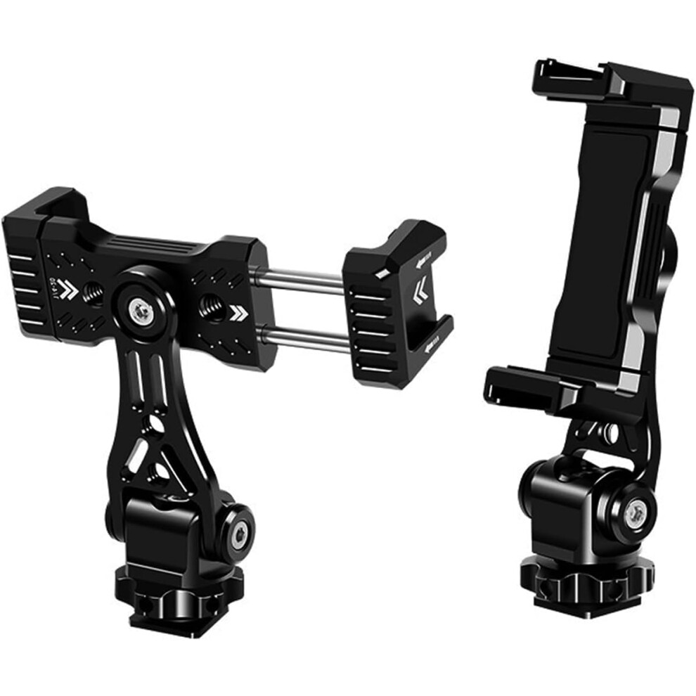 Metal Phone Tripod Mount With Dual Cold Shoe, 360 Rotation, Universal Smartphone Holder 9455672871440