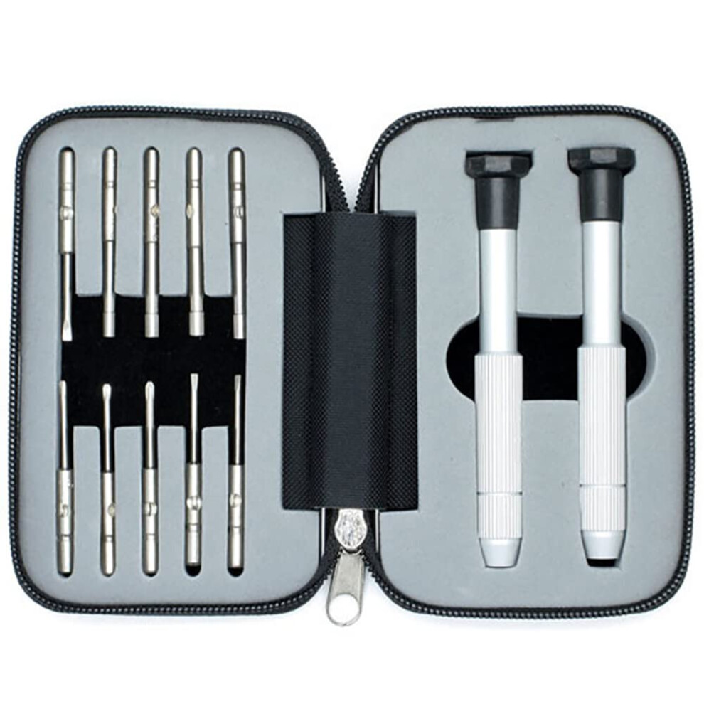 Silver Eyeglass  Kit with Mini Precision Screwdriver Set and MultiFunction Zippered Case