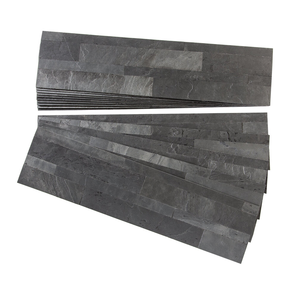 Peel And Stick Stone Tile Backsplash Charcoal Slate Kit 15 Sq Ft Easy Diy No Grout Needed 9174973515487