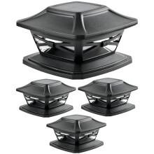Solar Post Cap Lights for 4x4 5x5 6x6 Wooden Posts, Warm White LED, Weatherproof, Slate Black 4 Pack