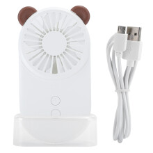 Mini Fan USB Rechargeable Foldable Adorable Design Adjustable Speeds Compact Portable Strong Power Source Handheld Fan LED Light For Indoor Outdoor