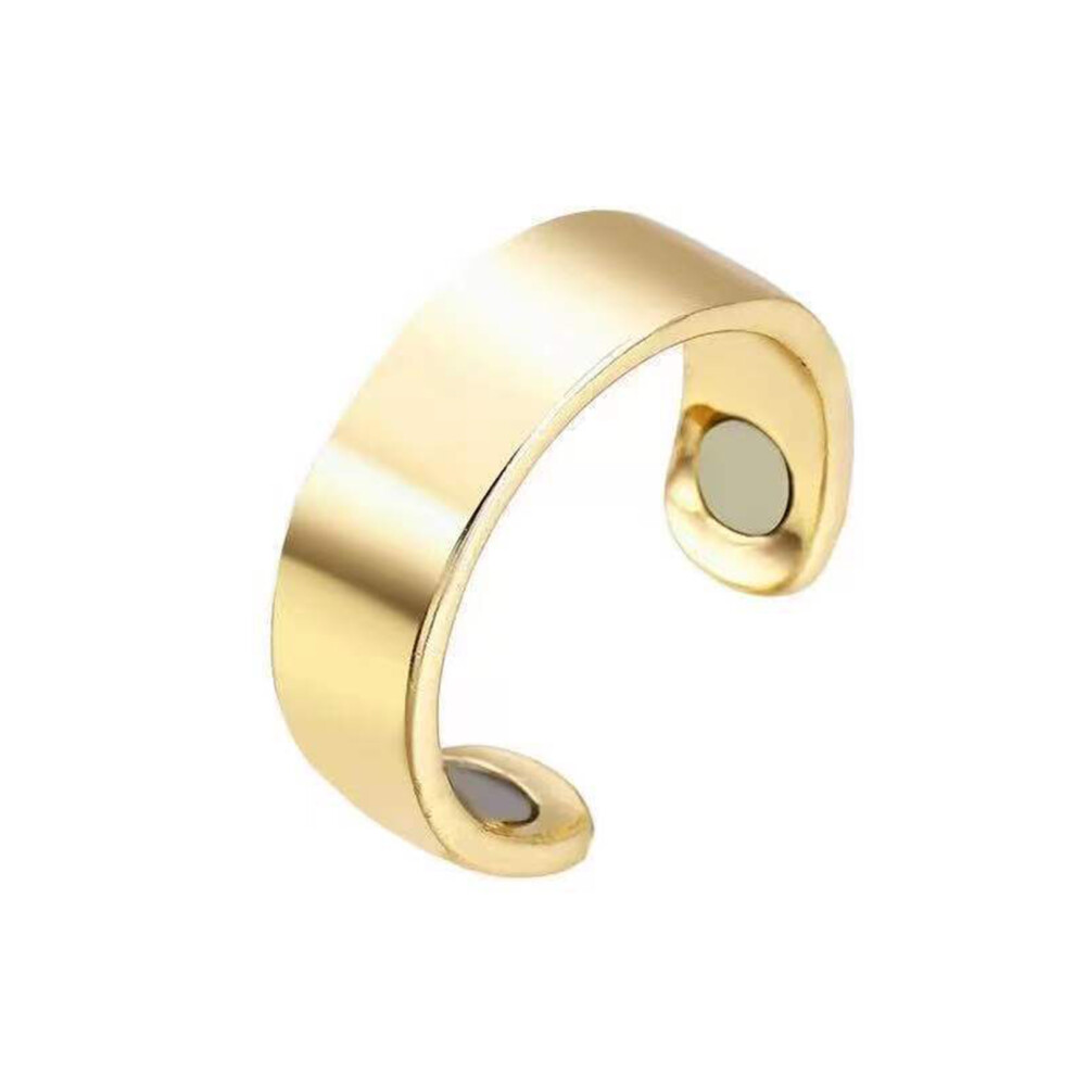 Golden Therapeutic Magnetic Ring With Massage Therapy Benefits, Wooden Massage Blade Inspired Adjustable Wellness Ring In Copper Finish (Golden)