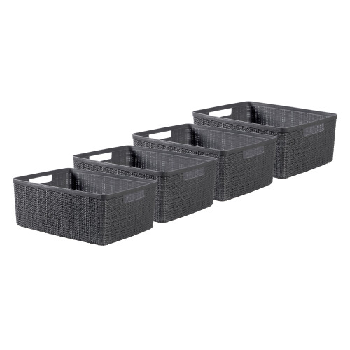 Curver Curver Jute Basket Bundle 4x Medium 4x Large, Deep Shadow Grey 1