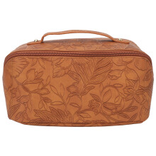Waterproof Makeup Bag Travel Organizer For Women With PU Leather Exterior Large Capacity Storage And180Opening, Cosmetic Case With Zipper Closure