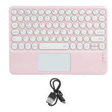 Ultra Thin Wireless Keyboard With Touchpad Rechargeable Bluetooth Keyboard For Tablets Round Keycap Multi Shortcut Keys Long Battery Life Portable