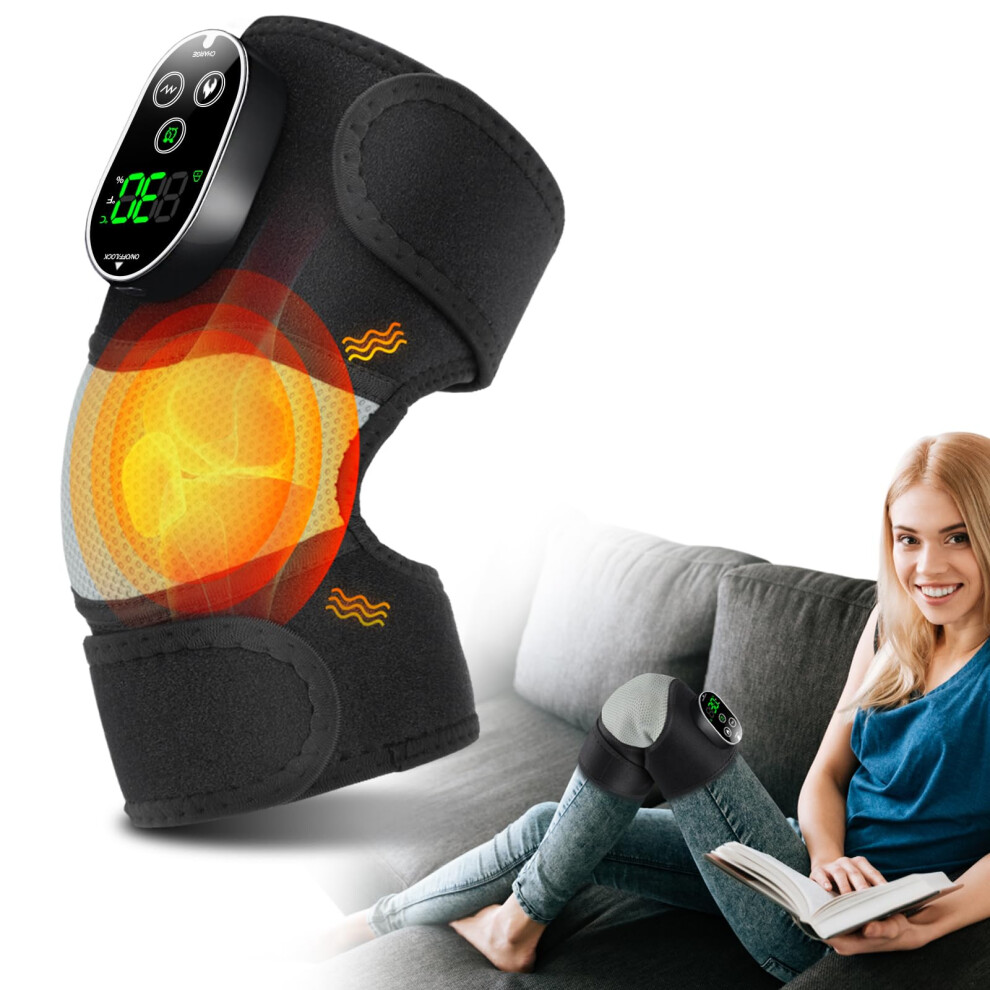 Cordless Heated Knee Massager with Heat Therapy, 3in1 for Elbow Shoulder Pain Relief, 6 Modes
