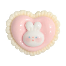 Rabbit Brooch Pink Heart Clipon Charm Cute Animal Pin Lightweight Hard Plastic Design