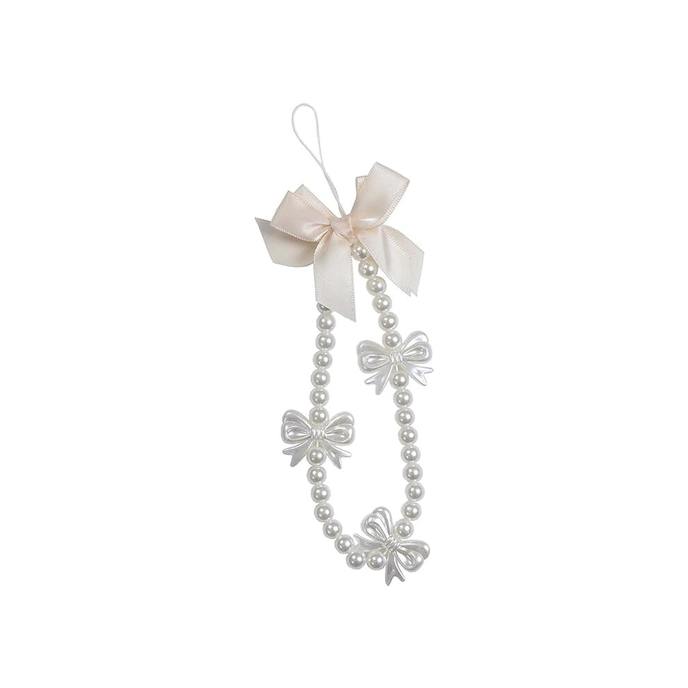 Elegant Butterfly Pearl Phone Charm Strap With Flower And Heart Beads, Cute Wrist Lanyard 9053599199885