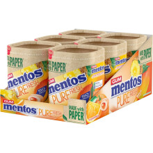 MENTOS GUM - Pure Fresh Chewing Gum - Crisp Outer Shell and Liquid Filled Centre - Tropical - 6 x 50 Pieces