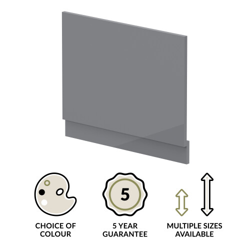 Balterley 700mm Bath MDF End Panel & Plinth - Gloss Cloud Grey 2
