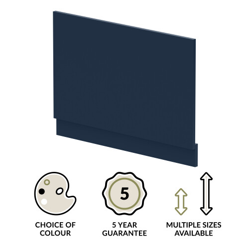 Balterley 800mm Edge/Power Straight End Bath Panel & Plinth - Matt Midnight Blue 2