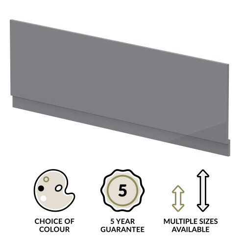 Balterley 1800mm Bath MDF Front Panel & Plinth - Gloss Cloud Grey 2