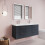 Balterley Partial Fluted 4 Drawer Wall Hung Vanity Unit with Double Polymarble Basin - 1200mm - Satin Dark Grey 3