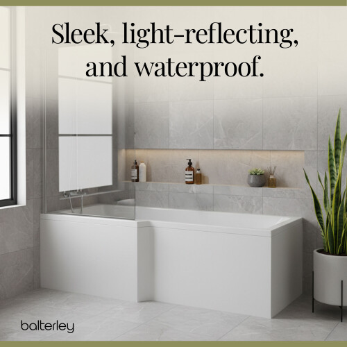 Balterley 1700mm Waterproof Square Shower Bath Front Panel - Gloss White 2