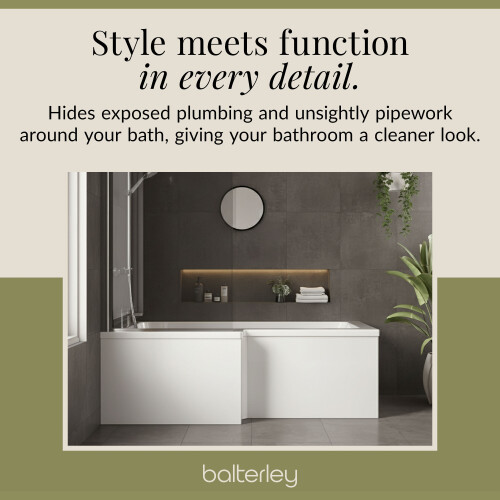 Balterley 1700mm Waterproof Square Shower Bath Front Panel - Gloss White 2