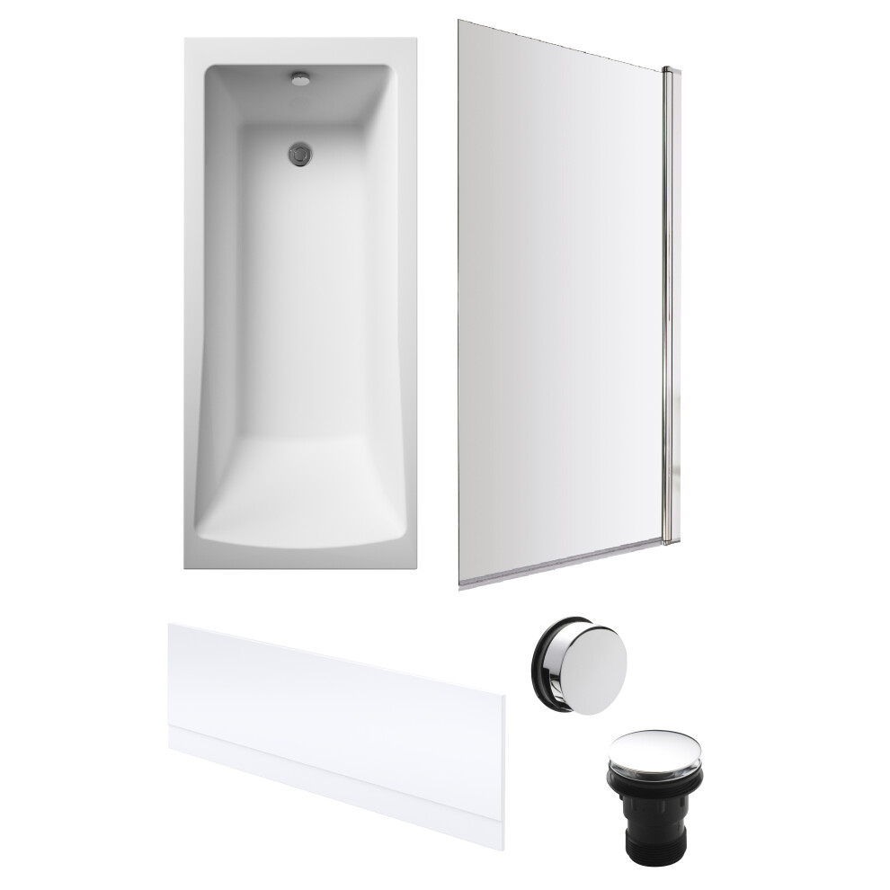 Balterley Square Single Ended 1700X700 With Front Bath Panel & Chrome Screen & Waste