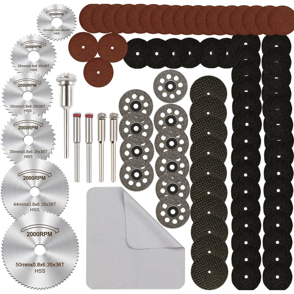 88Pcs Rotary Tool Cutting Wheel Set With Mandrels, Dremel Compatible Discs For Metal Wood Glass 9044945414714