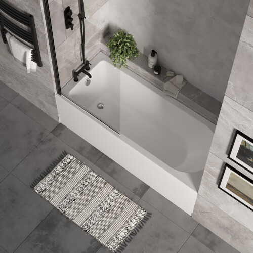 Balterley Round Single Ended 1700x700 Bath Set - Front Bath Panel & Black Screen & Chrome Waste 2
