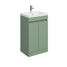 Balterley 500mm Floor Standing 2 Door Compact Unit with Polymarble Basin - Green