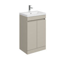 Balterley 500mm Floor Standing 2 Door Compact Unit with Polymarble Basin - Pebble Grey
