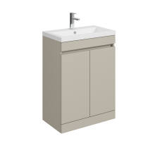 Balterley 600mm Floor Standing 2 Door Compact Unit with Polymarble Basin - Pebble Grey