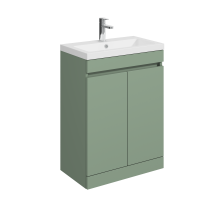 Balterley 600mm Floor Standing 2 Door Compact Unit with Polymarble Basin - Green