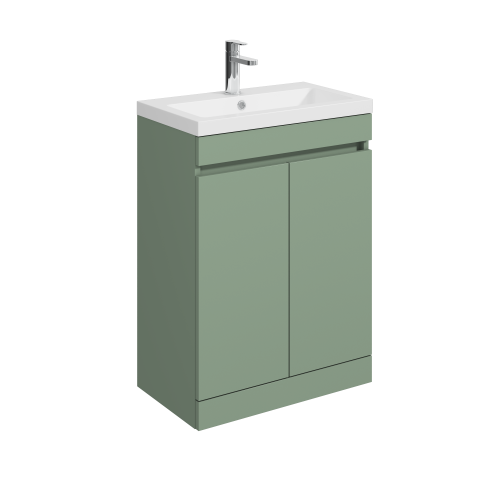 Balterley Balterley 600mm Floor Standing 2 Door Compact Unit with Polymarble Basin - Green
