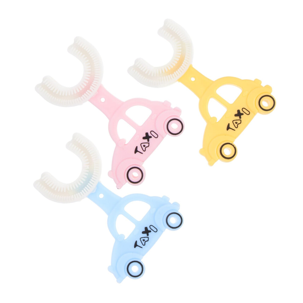 3pcs U Shaped Silicone Toothbrush for Kids with Gentle Bristles and Ergonomic Comfort Grip