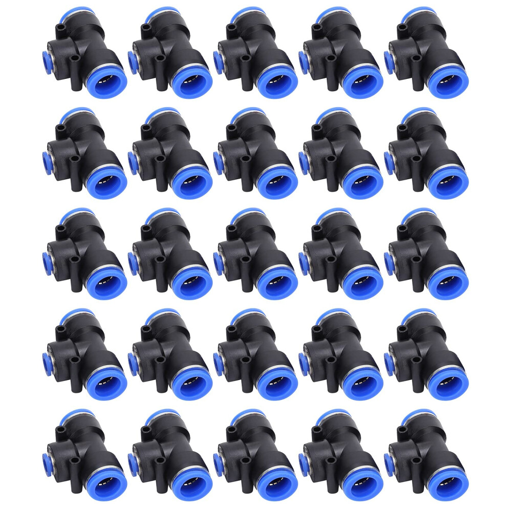 25Pcs Pneumatic Quick Connector T Type 3 Way Variable Diameter Air Hose Fitting With Onekey Release 9771547237754