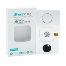 Smart Key Finder Compatible with Apple Find My, Bluetooth Item Tracker for Keys Wallet Bike, IP67 Waterproof, Replaceable Battery, White