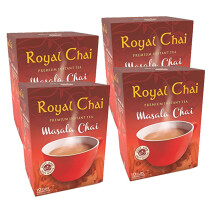 Royal Chai Unsweetened Instant Masala Tea 180g (Pack of 4) - Premium Natural Indian Tea